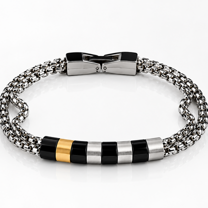 Gold Black Link Armband