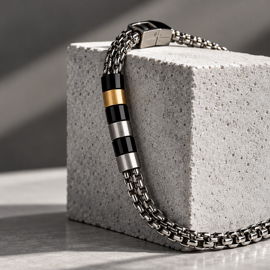 Gold Black Link Armband