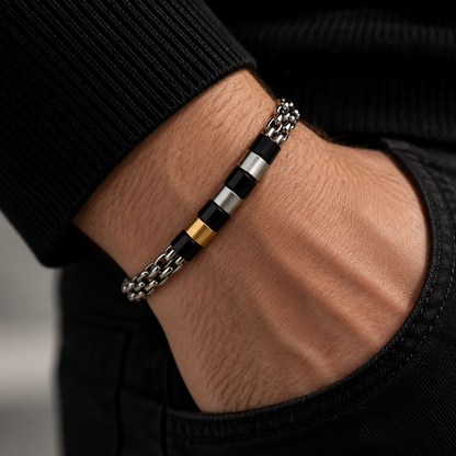 Gold Black Link Armband