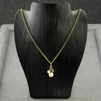 333er Gelbgold Kette mit Diamanten / Perlen Anhänger