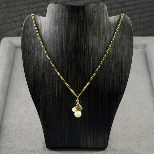 333er Gelbgold Kette mit Diamanten / Perlen Anhänger