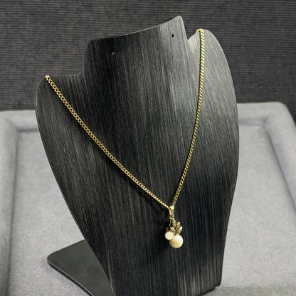333er Gelbgold Kette mit Diamanten / Perlen Anhänger