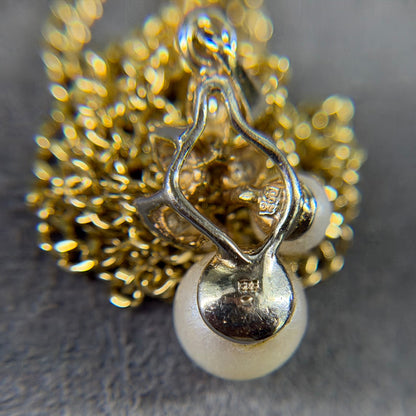 333er Gelbgold Kette mit Diamanten / Perlen Anhänger