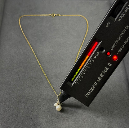 333er Gelbgold Kette mit Diamanten / Perlen Anhänger