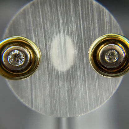 585er Bicolor Stecker 1x0.3ct./1x0.06ct. Brillianten