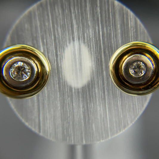 585er Bicolor Stecker 1x0.3ct./1x0.06ct. Brillianten