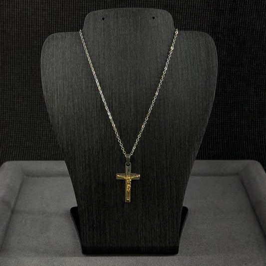 Halskette Bicolour Kreuz-Anhänger