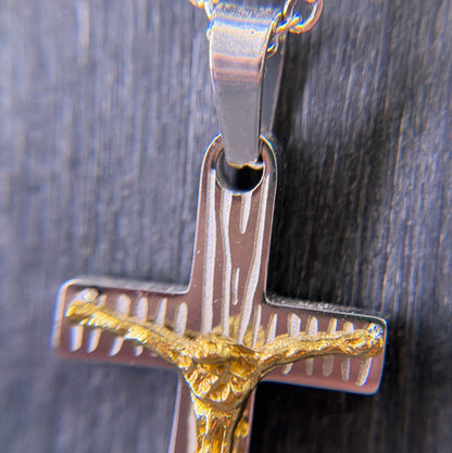 Halskette Bicolour Kreuz-Anhänger