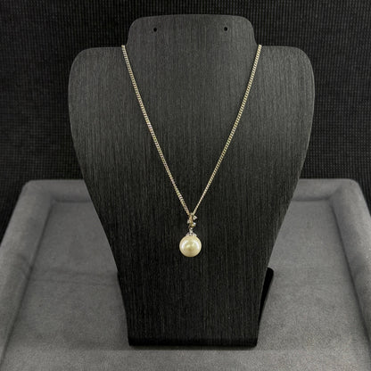 Perlen-Solitär-Kette in Silber
