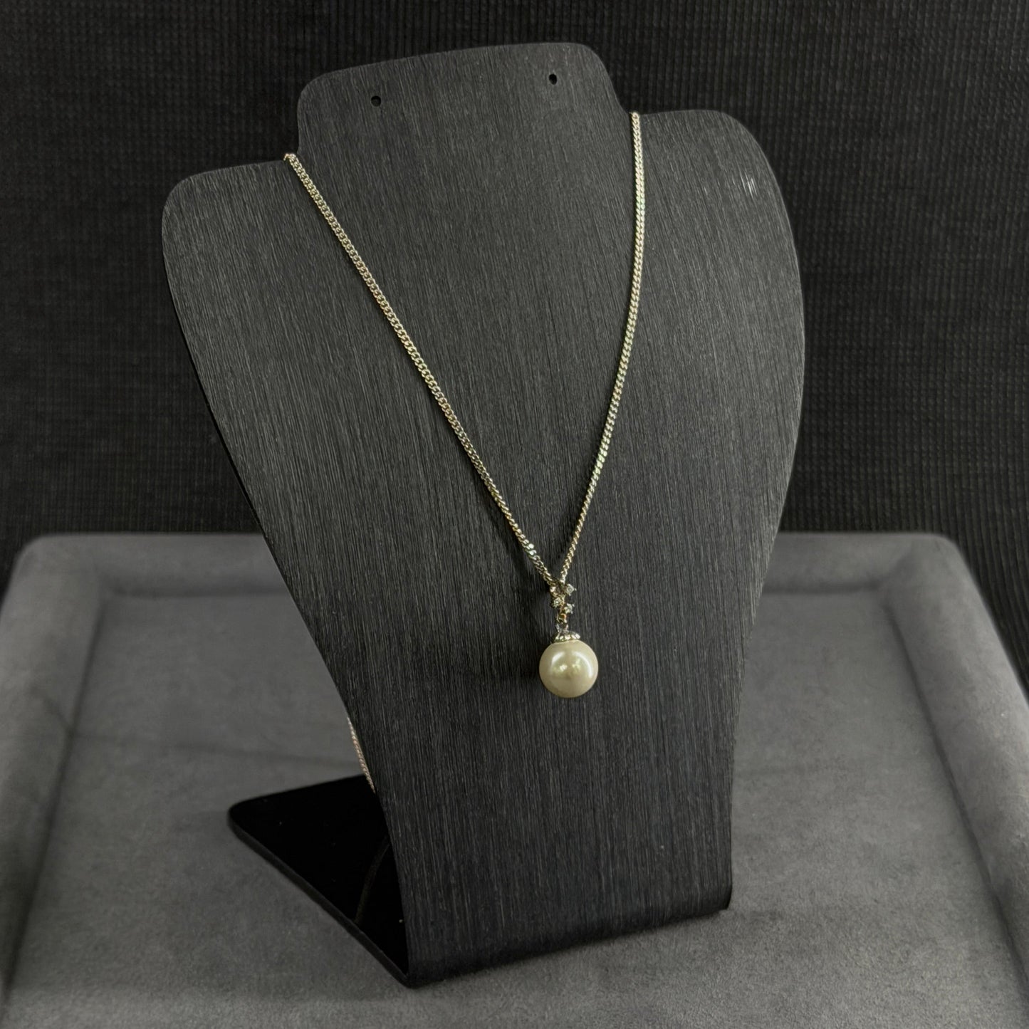 Perlen-Solitär-Kette in Silber