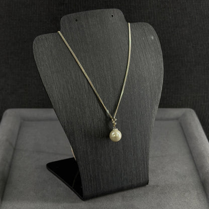 Perlen-Solitär-Kette in Silber
