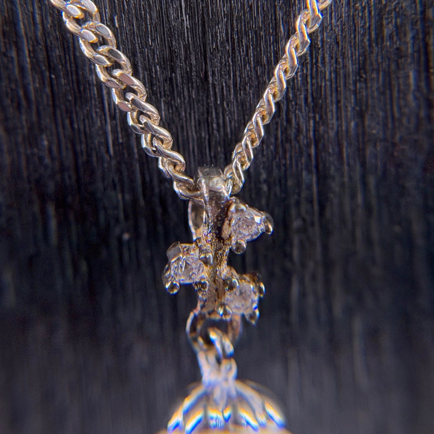 Perlen-Solitär-Kette in Silber