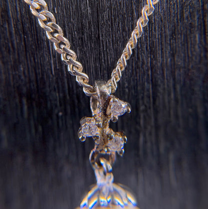Perlen-Solitär-Kette in Silber