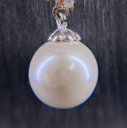 Perlen-Solitär-Kette in Silber