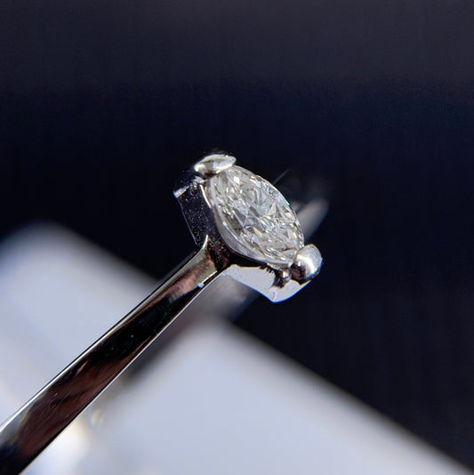 585er Weißgold Ring 0.1 ct.