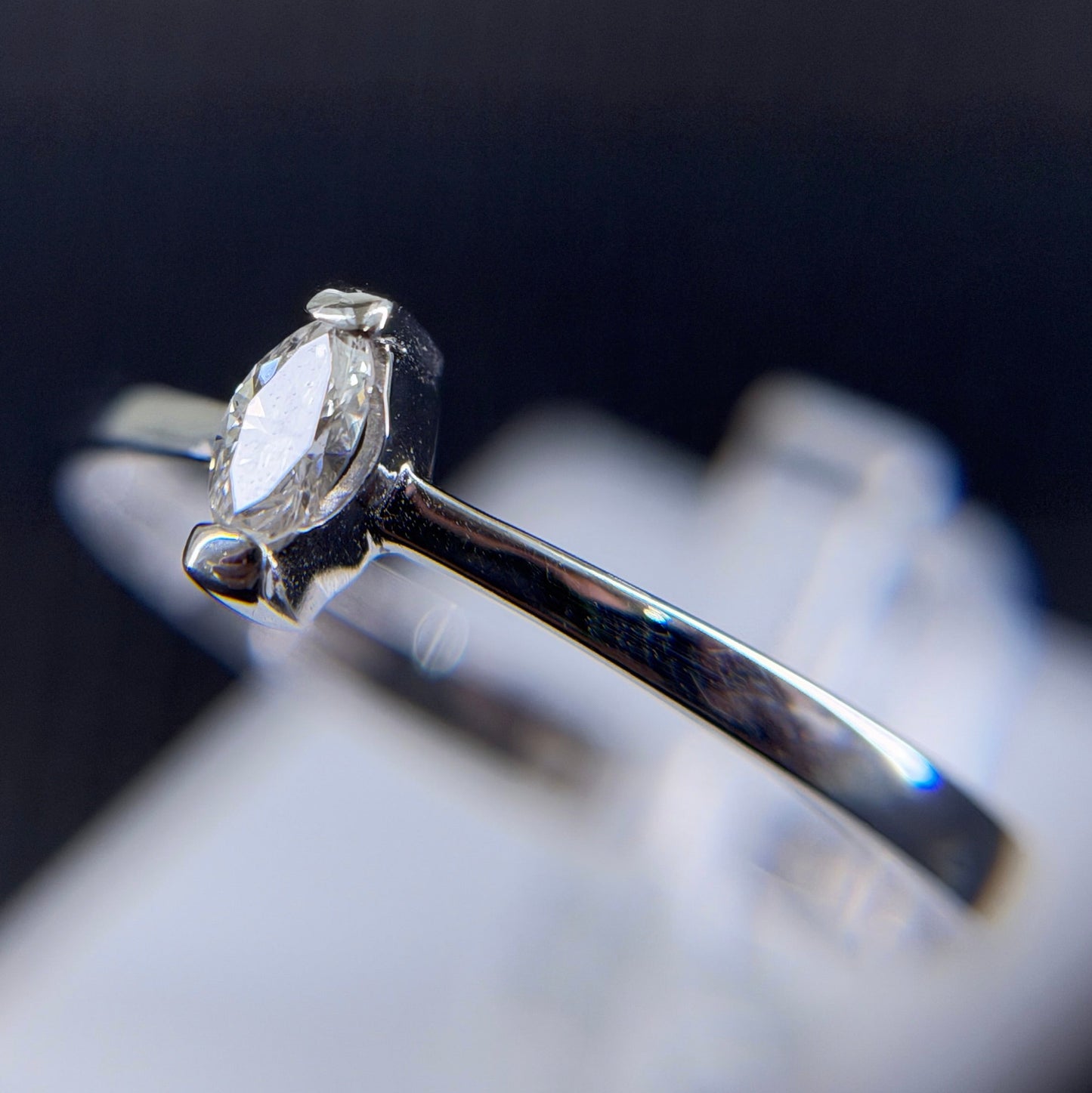 585er Weißgold Ring 0.1 ct.