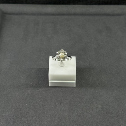 925er Silberring mit Perle und Zirkonia