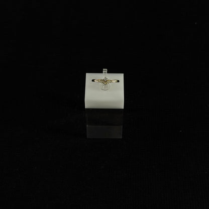 585er Goldring mit 7x 0.01 ct. u. 1x 0.03 ct.